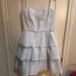 BCBGMaxAzria White Mini Dress Sweetheart Spaghetti Strap
